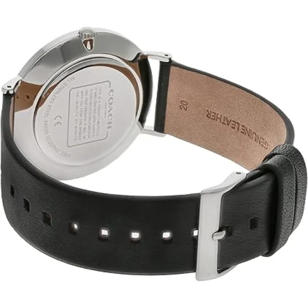 Coach Charles Black Leather Strap Green Dial Quartz Watch for Gents - 14602436