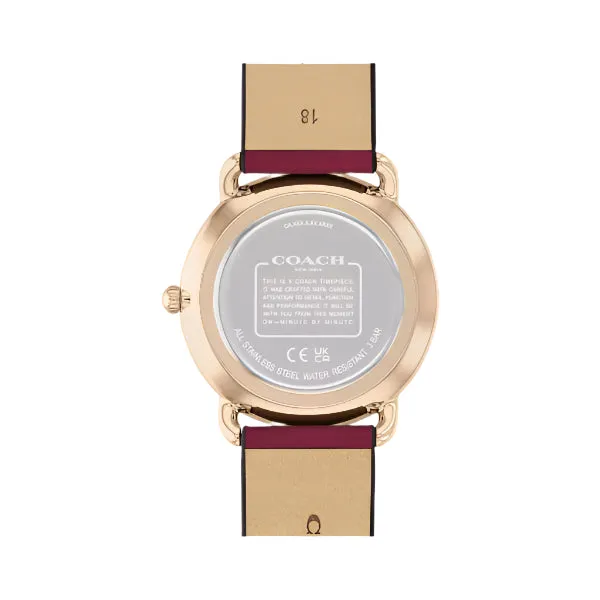 Coach Elliot Red Leather Strap Silver Dial Quartz Watch for Ladies - 14504204