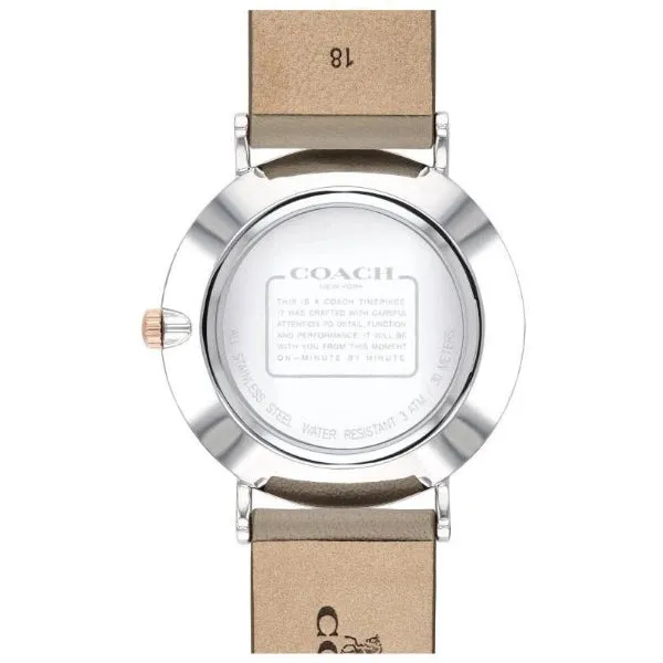 Coach Perry Grey Leather Strap Silver Dial Quartz Watch for Ladies - 14503119