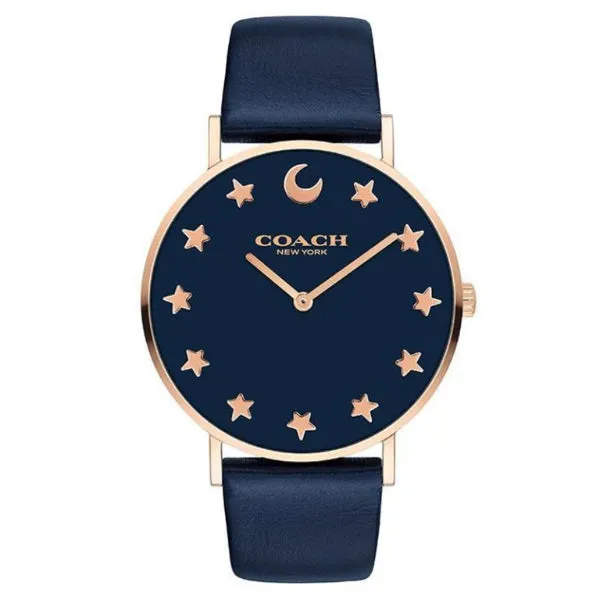Coach Perry Navy Blue Leather Strap Navy Blue Dial Quartz Watch for Ladies - 14503043