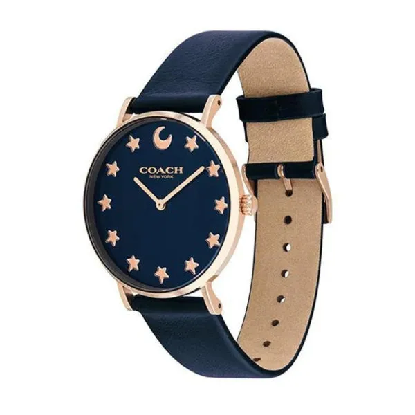 Coach Perry Navy Blue Leather Strap Navy Blue Dial Quartz Watch for Ladies - 14503043