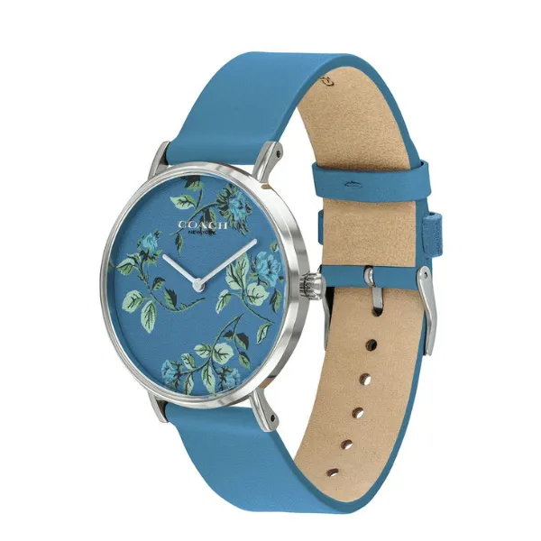 Coach Perry Sky Blue Leather Strap Sky Blue Dial Quartz Watch for Ladies - 14503294