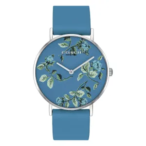 Coach Perry Sky Blue Leather Strap Sky Blue Dial Quartz Watch for Ladies - 14503294