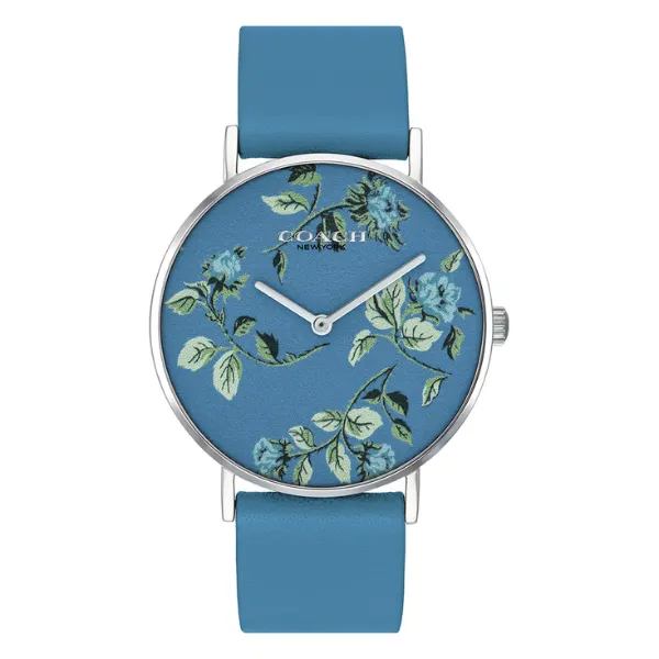 Coach Perry Sky Blue Leather Strap Sky Blue Dial Quartz Watch for Ladies - 14503294