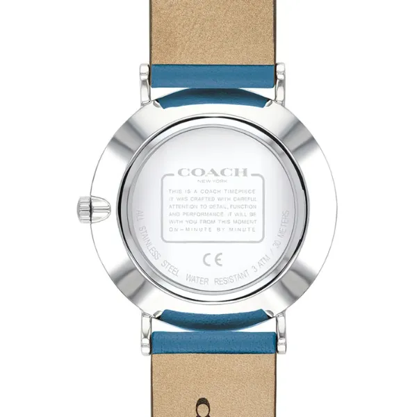 Coach Perry Sky Blue Leather Strap Sky Blue Dial Quartz Watch for Ladies - 14503294