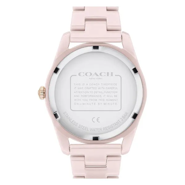 Coach Preston Pink Creamic Strap Pink Dial Quartz Watch for Ladies - 14503772