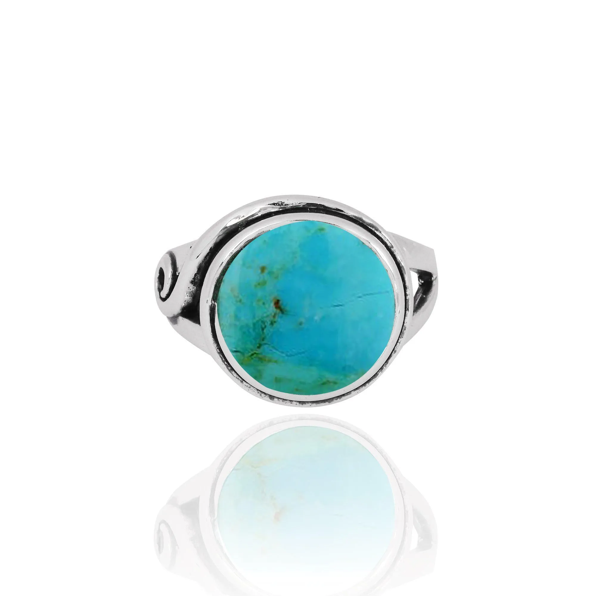 Compressed Turquoise Oxidized Silver Statement Ring