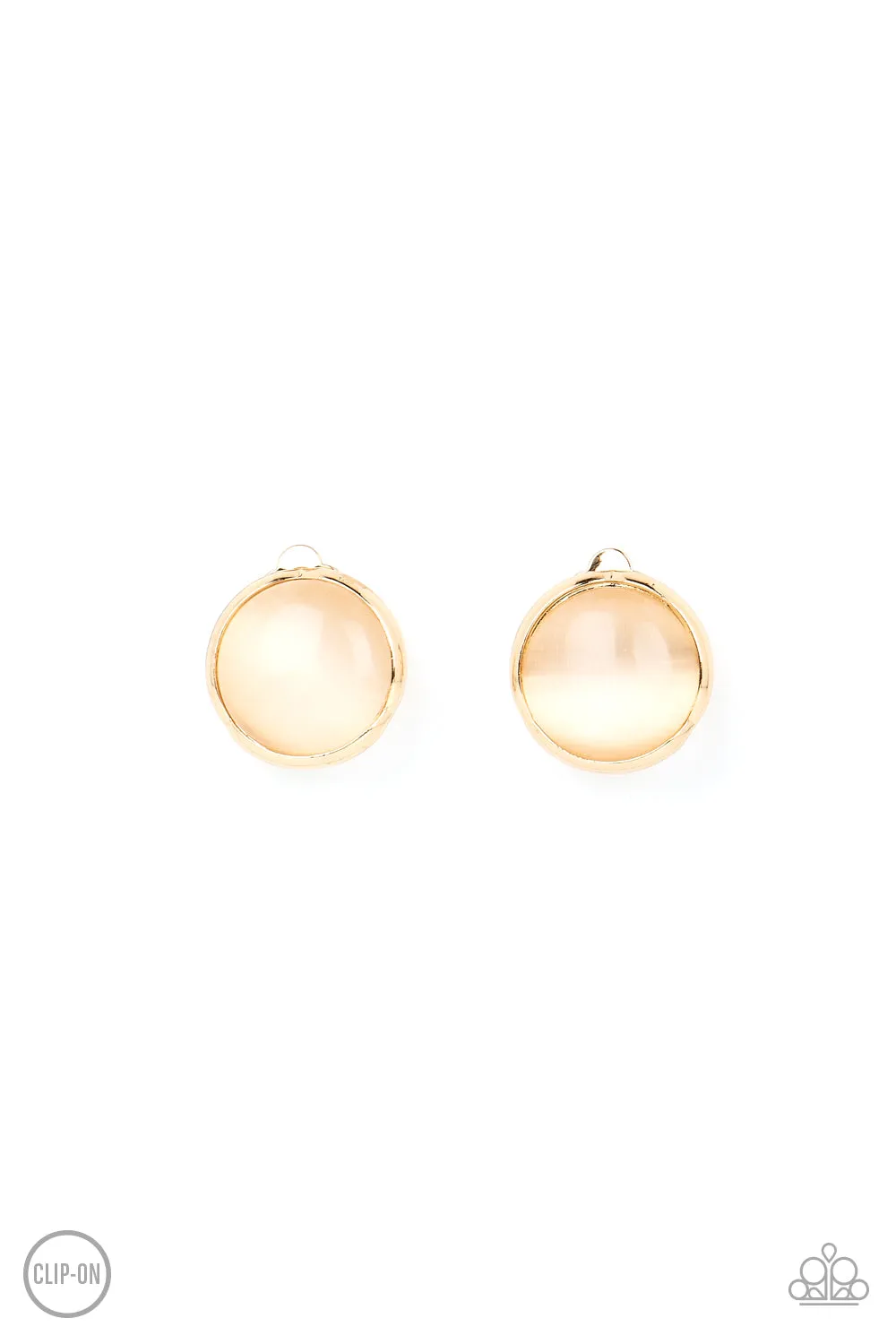 Cool Pools - Gold - Clip On Earring - Paparazzi Accessories