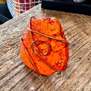 Copper Wire   Howlite Adjustable Ring