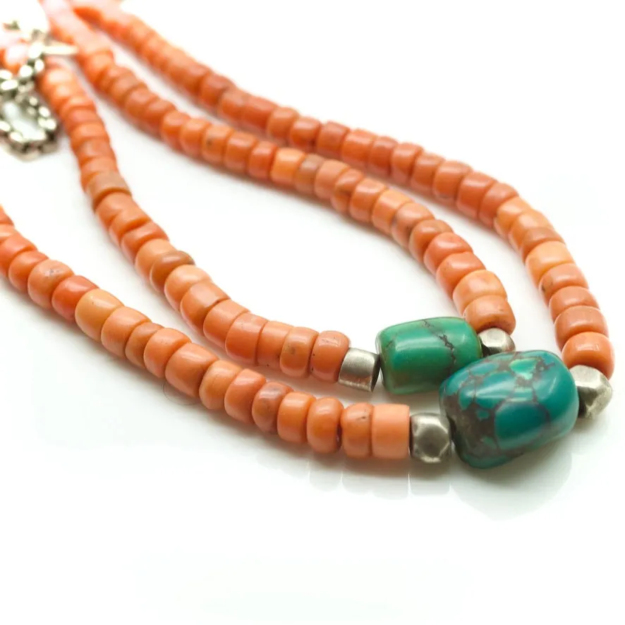 Coral & Tibetan Turquoise Necklace
