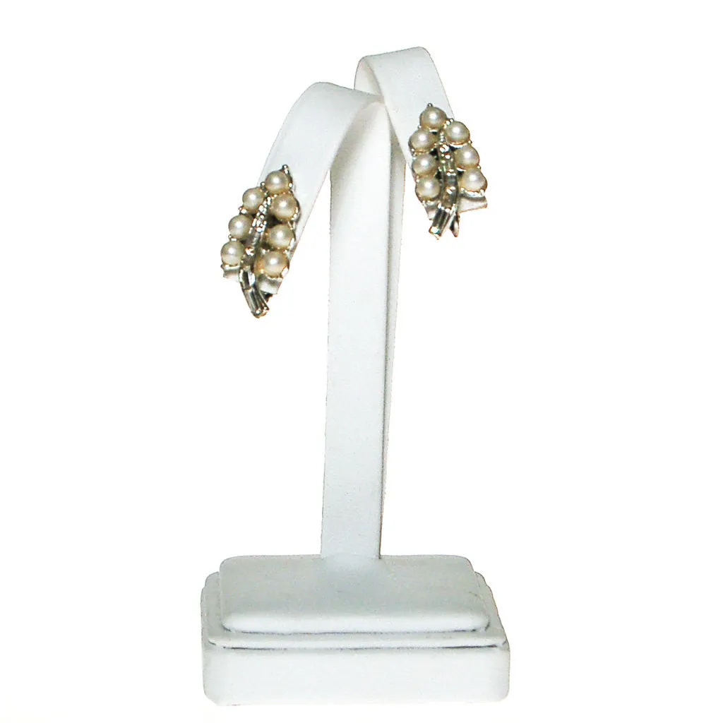 Coro Pearl and Rhinestone Earrings set in Silver Tone