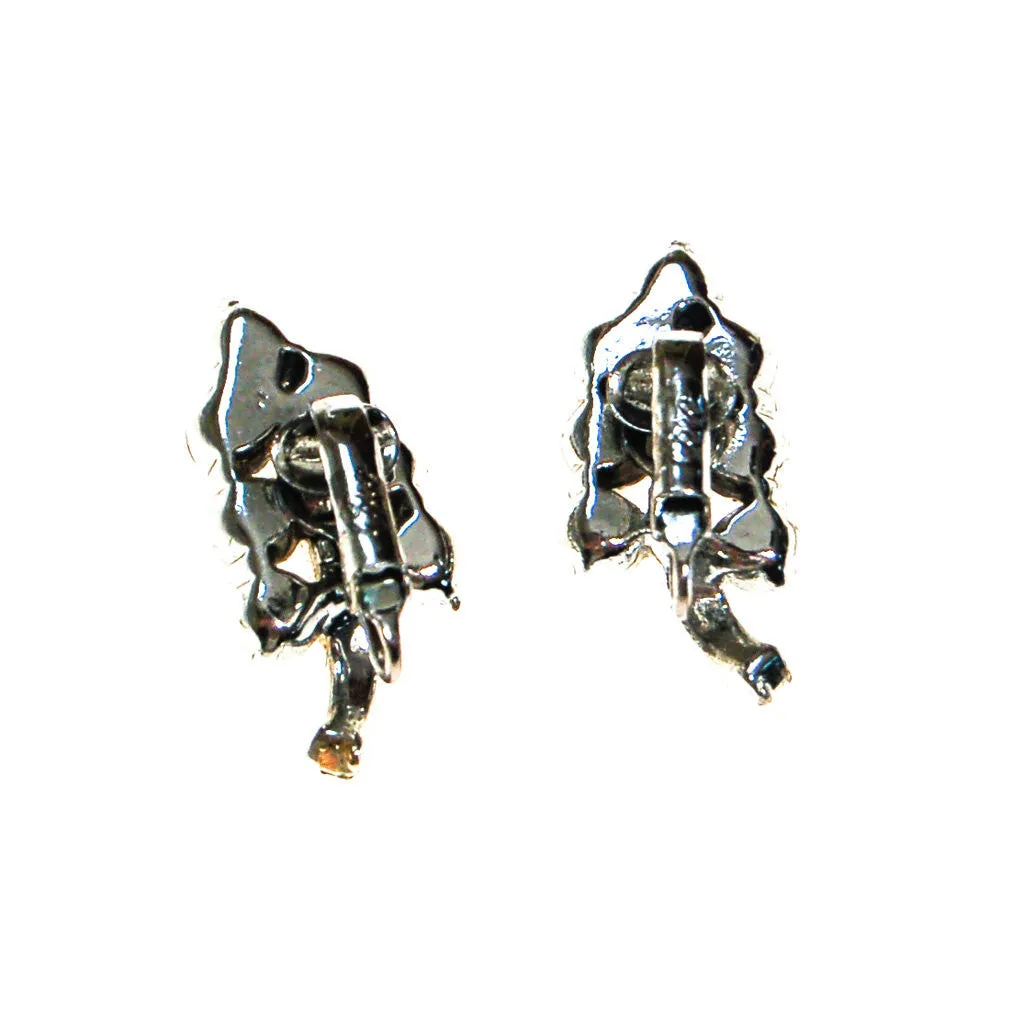 Coro Pearl and Rhinestone Earrings set in Silver Tone