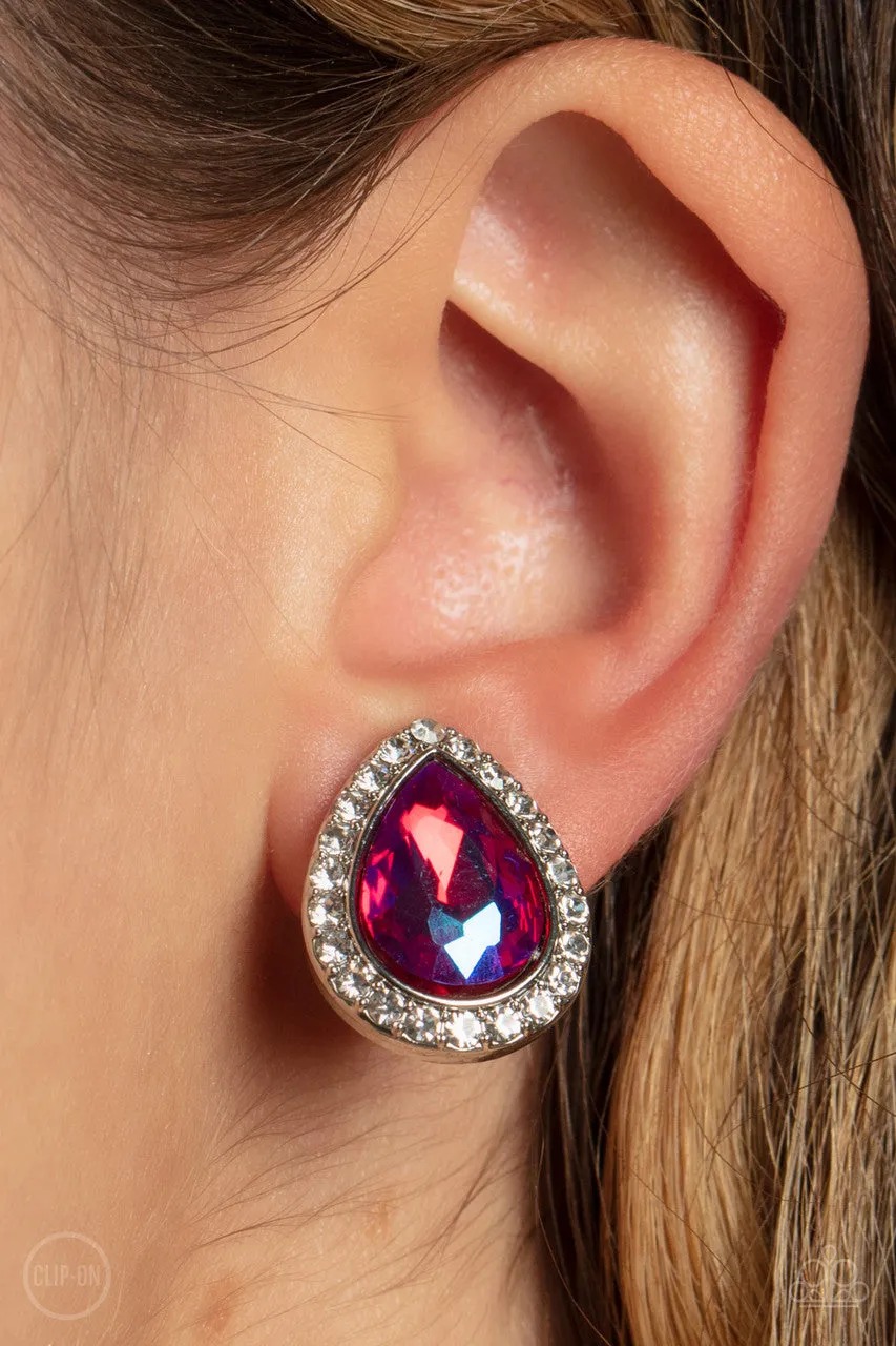 Cosmic Castles Pink Paparazzi Clip-On Earrings