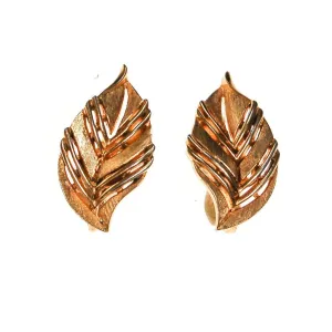 Crown Trifari Gold Leaf Earrings