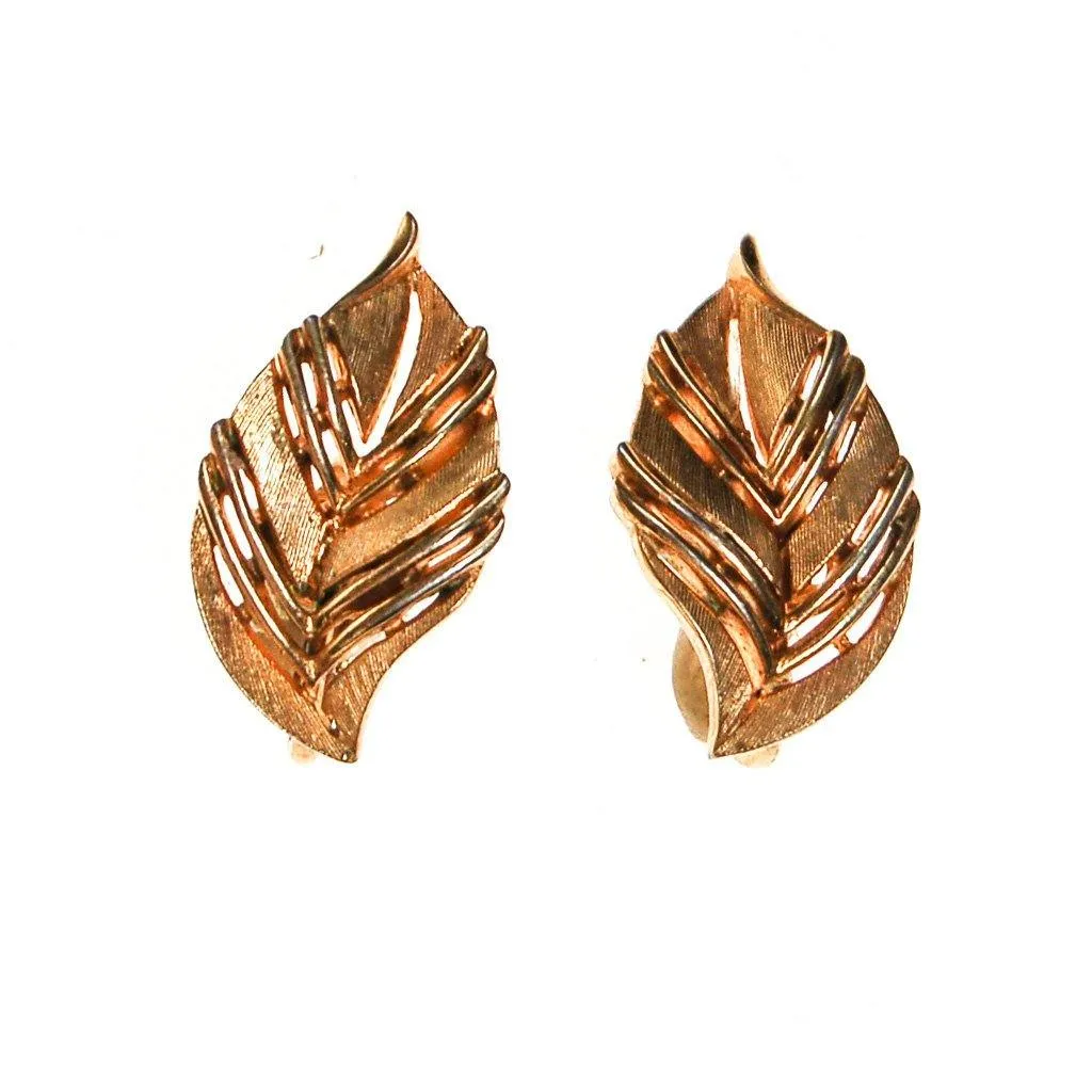 Crown Trifari Gold Leaf Earrings