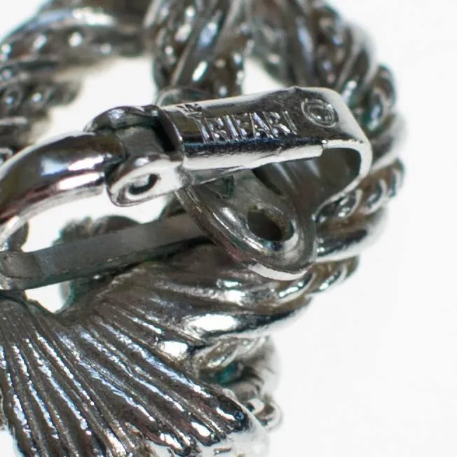 Crown Trifari Silver Knot Earrings, Clip On