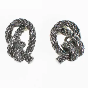 Crown Trifari Silver Knot Earrings, Clip On