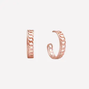 CUBAN CHAIN HOOP CLIP-ON EARRINGS IN ROSE GOLD