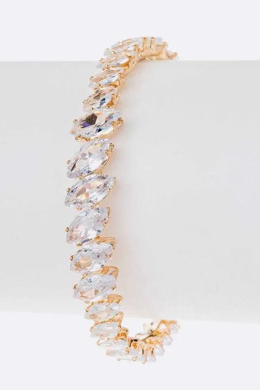 Cubic Zirconia CZ Open Cuff Bracelet