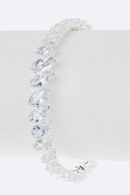 Cubic Zirconia CZ Open Cuff Bracelet