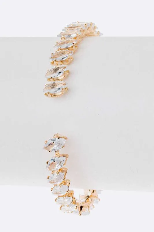 Cubic Zirconia CZ Open Cuff Bracelet