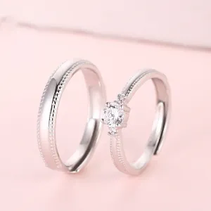 Customized Polished Couple Ring Personalized Bean Striped Side Adjustable Ring