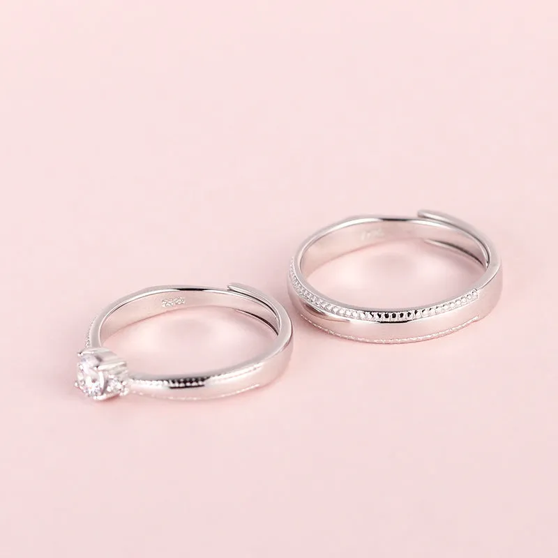 Customized Polished Couple Ring Personalized Bean Striped Side Adjustable Ring