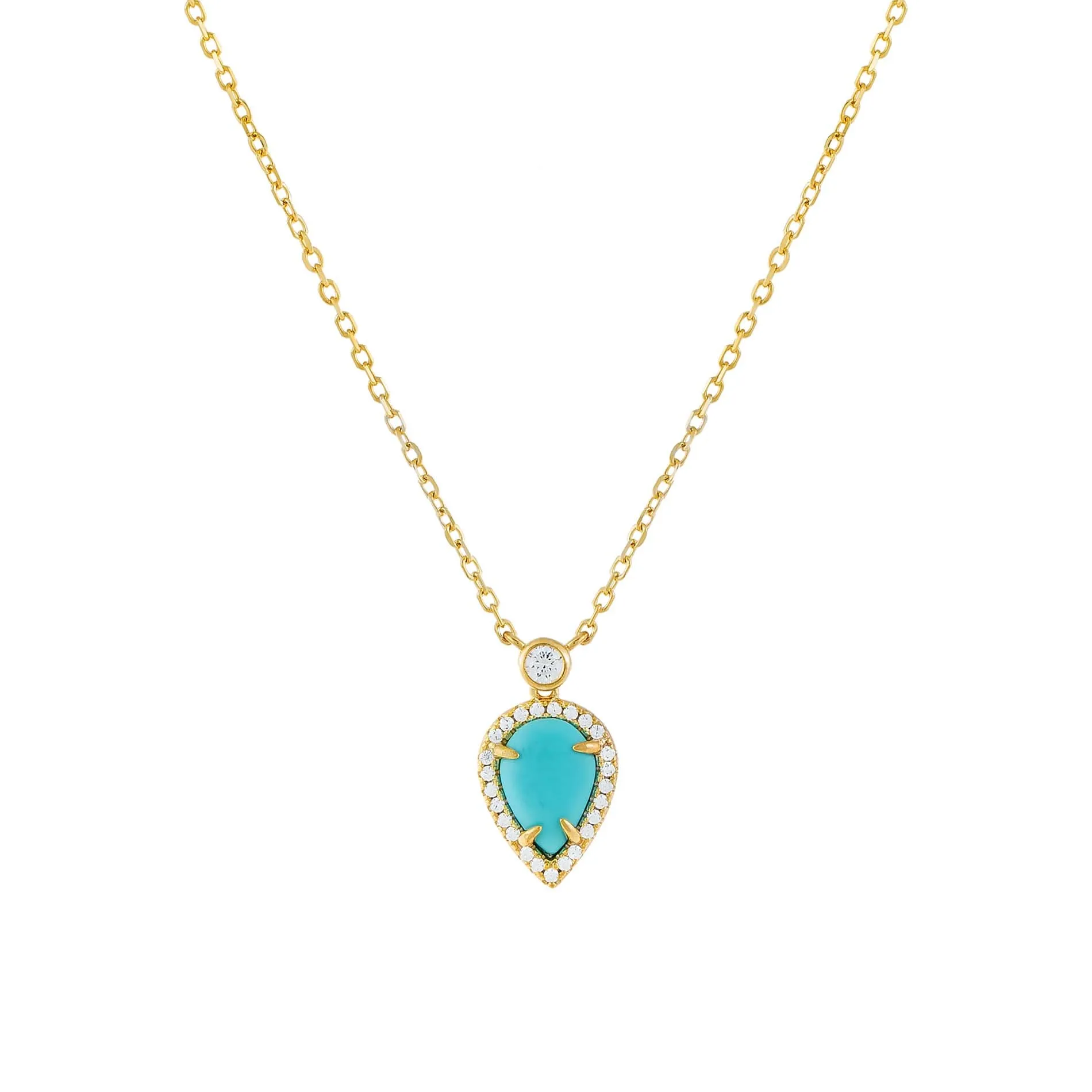 CZ Turquoise Teardrop Necklace