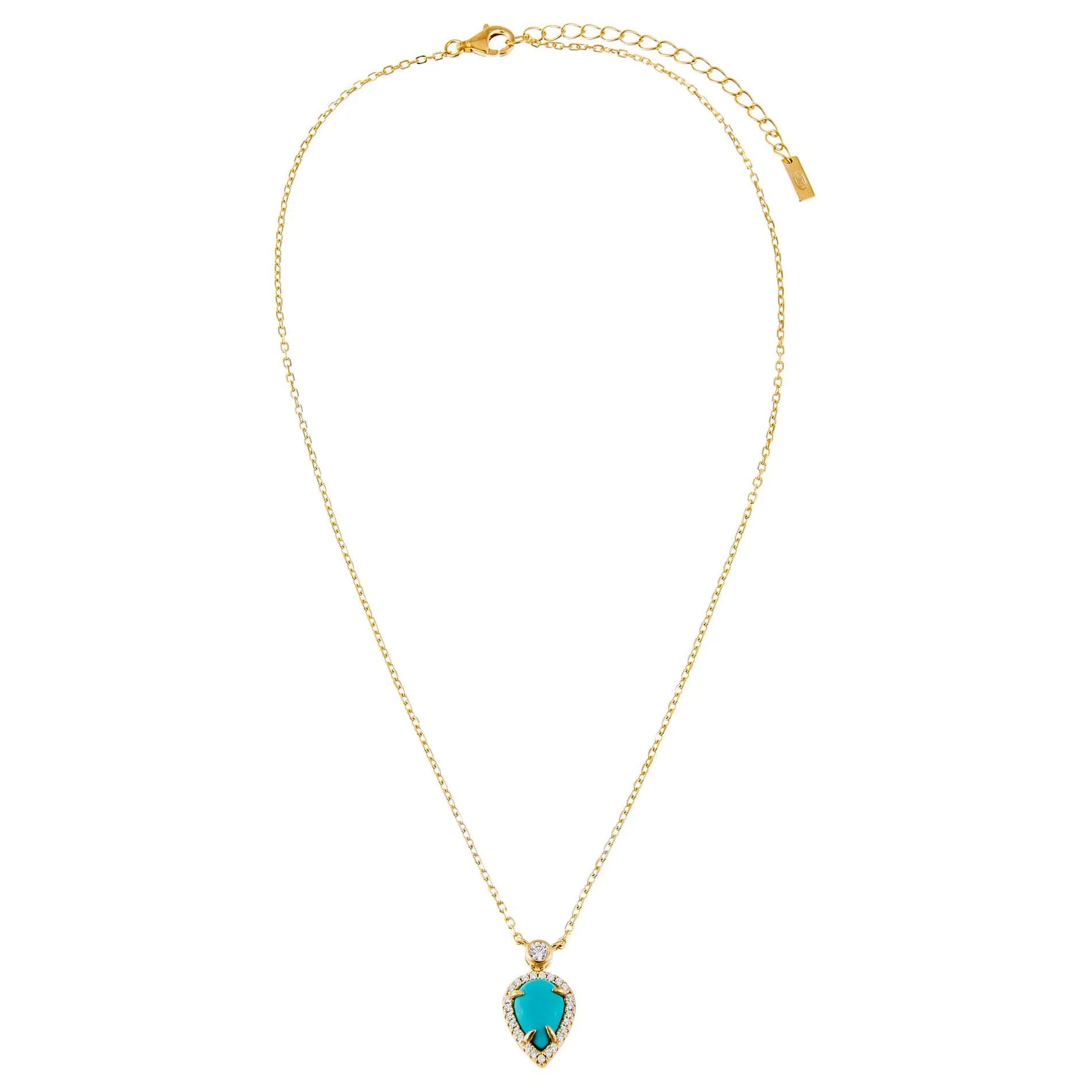 CZ Turquoise Teardrop Necklace
