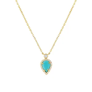 CZ Turquoise Teardrop Necklace