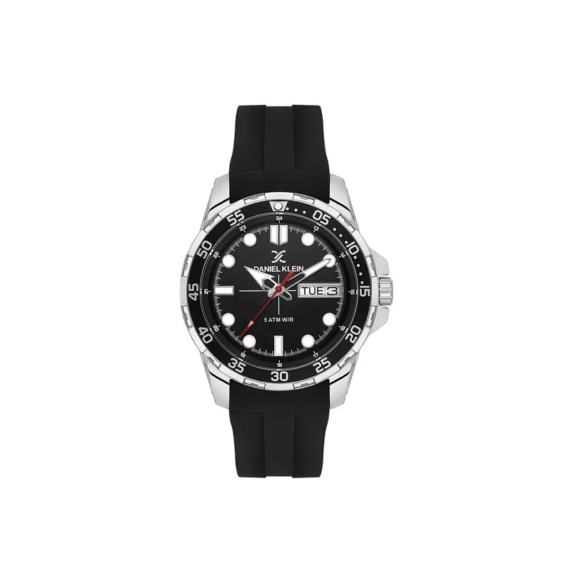 Daniel Klein Premium Men Chronograph Watch DK.1.13911-1 Black Silicone Strap
