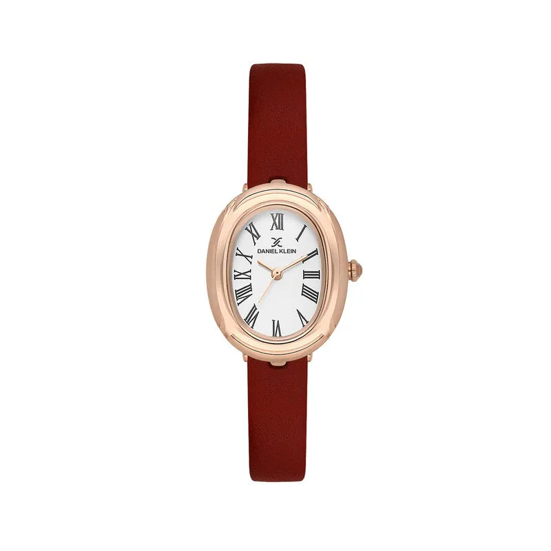 Daniel Klein Premium Women Analog Watch DK.1.13872-6 Red Genuine Leather Strap