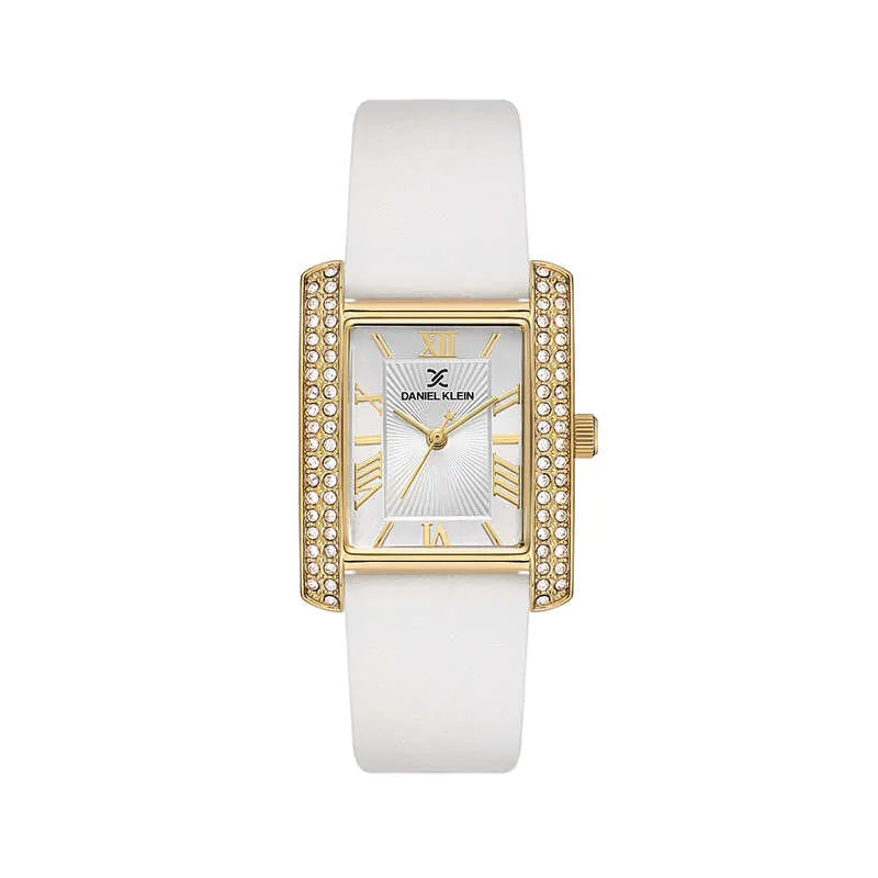 Daniel Klein Premium Women Analog Watch DK.1.13896-3 White Genuine Leather Strap