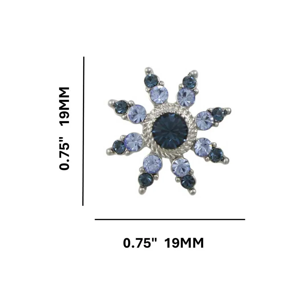Dark and Light Blue Crystal Flower Pierced Earring - REC828