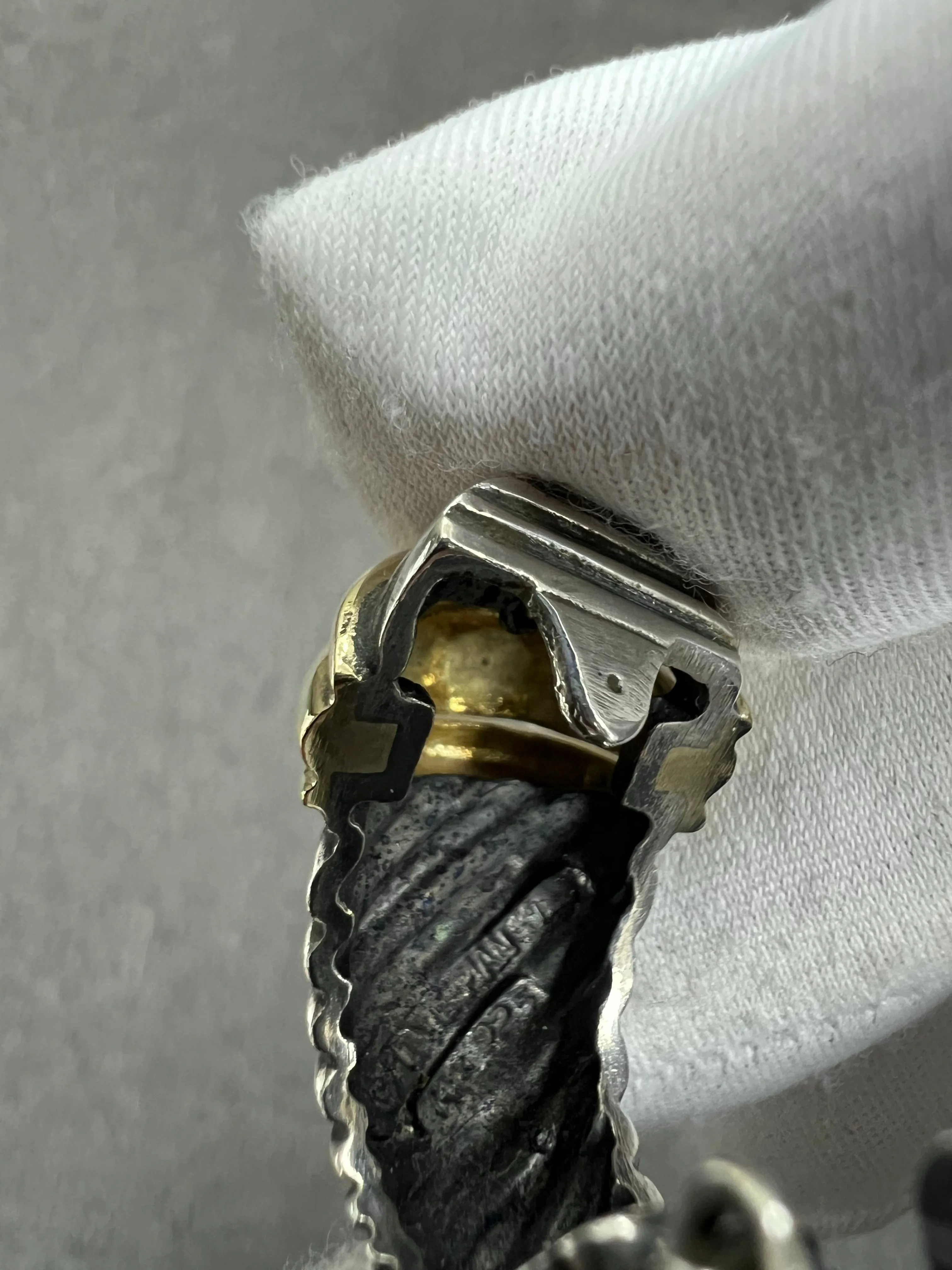 David Yurman Silver Gold J Hoop Clip On Earrings