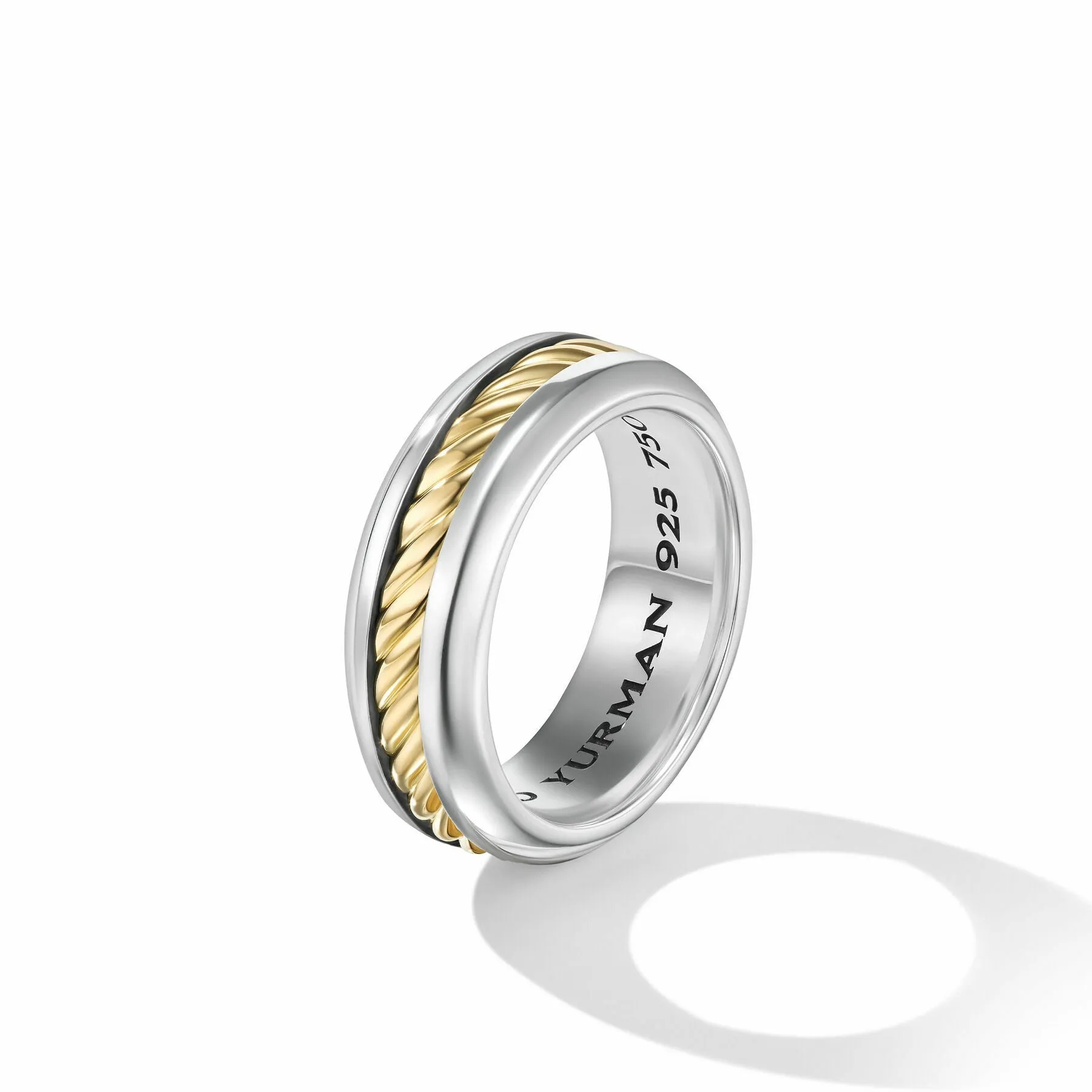 David Yurman The Sculpted Cable Collection Ring in Silver and 18-Karat Yellow Gold
