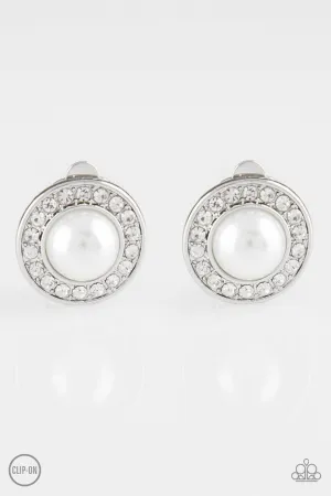 Definitely Dapper White Paparazzi Clip-On Earrings