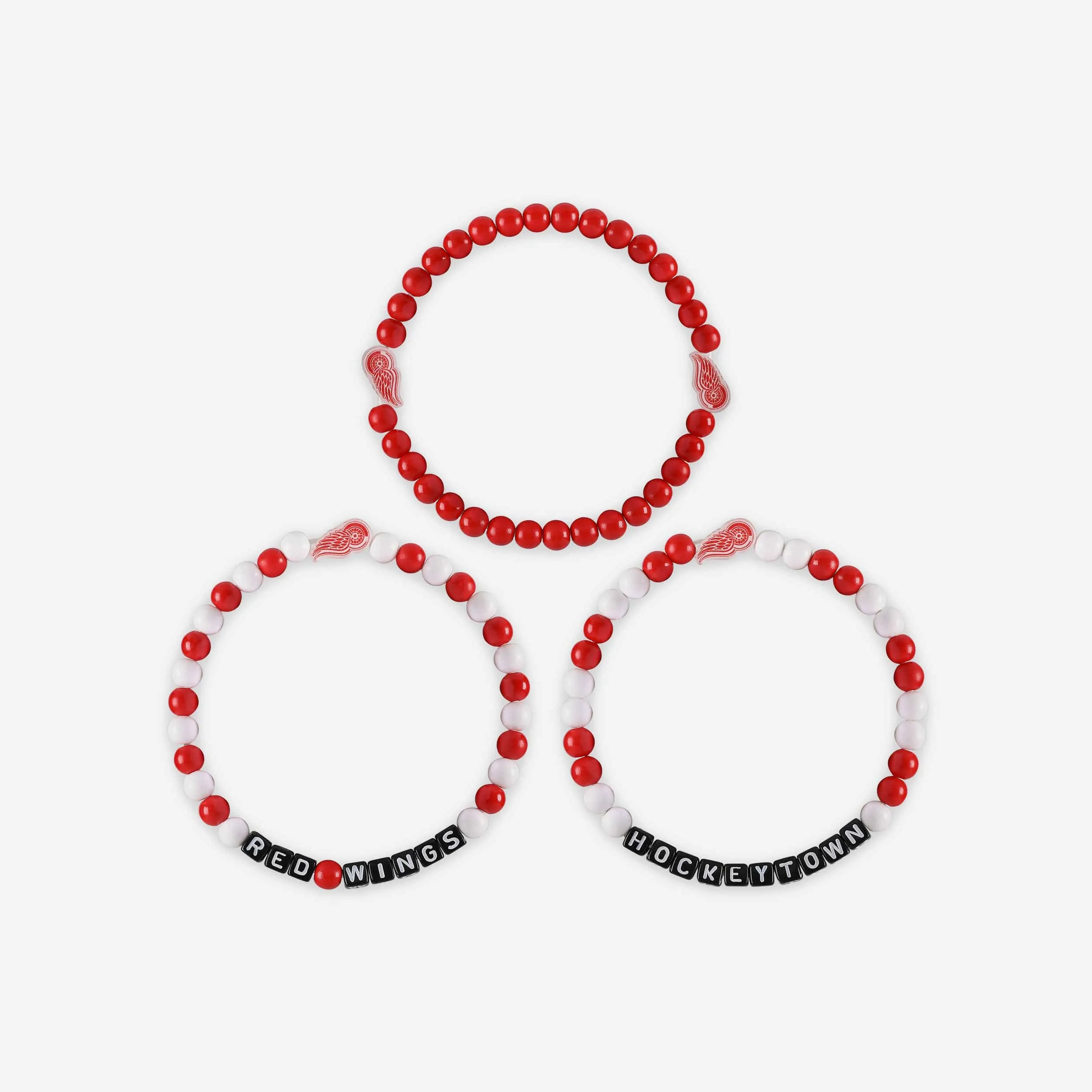 Detroit Red Wings 3 Pack Beaded Friendship Bracelet