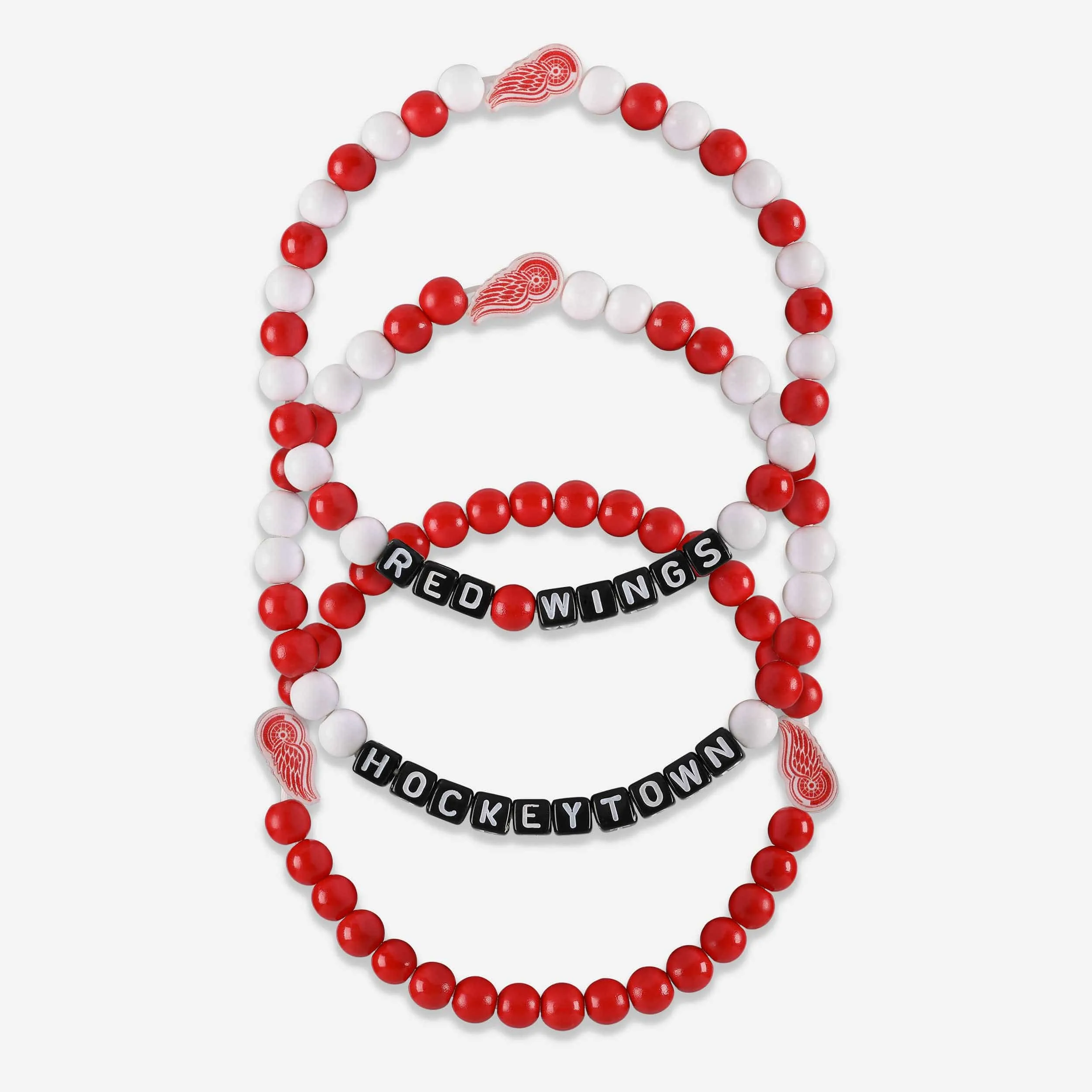 Detroit Red Wings 3 Pack Beaded Friendship Bracelet