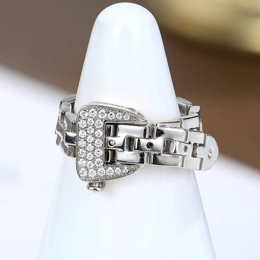 Diamond Adjustable Buckle Belt Ring