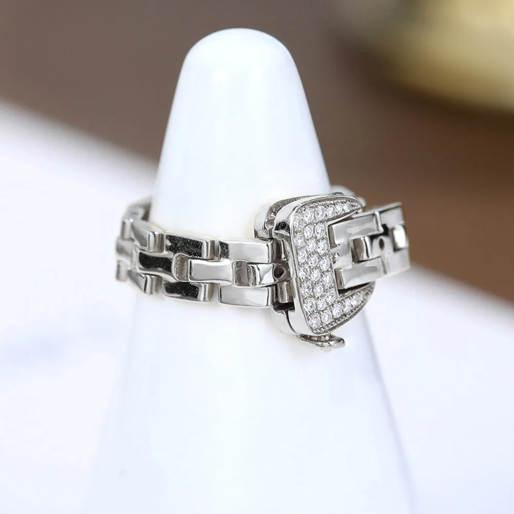Diamond Adjustable Buckle Belt Ring