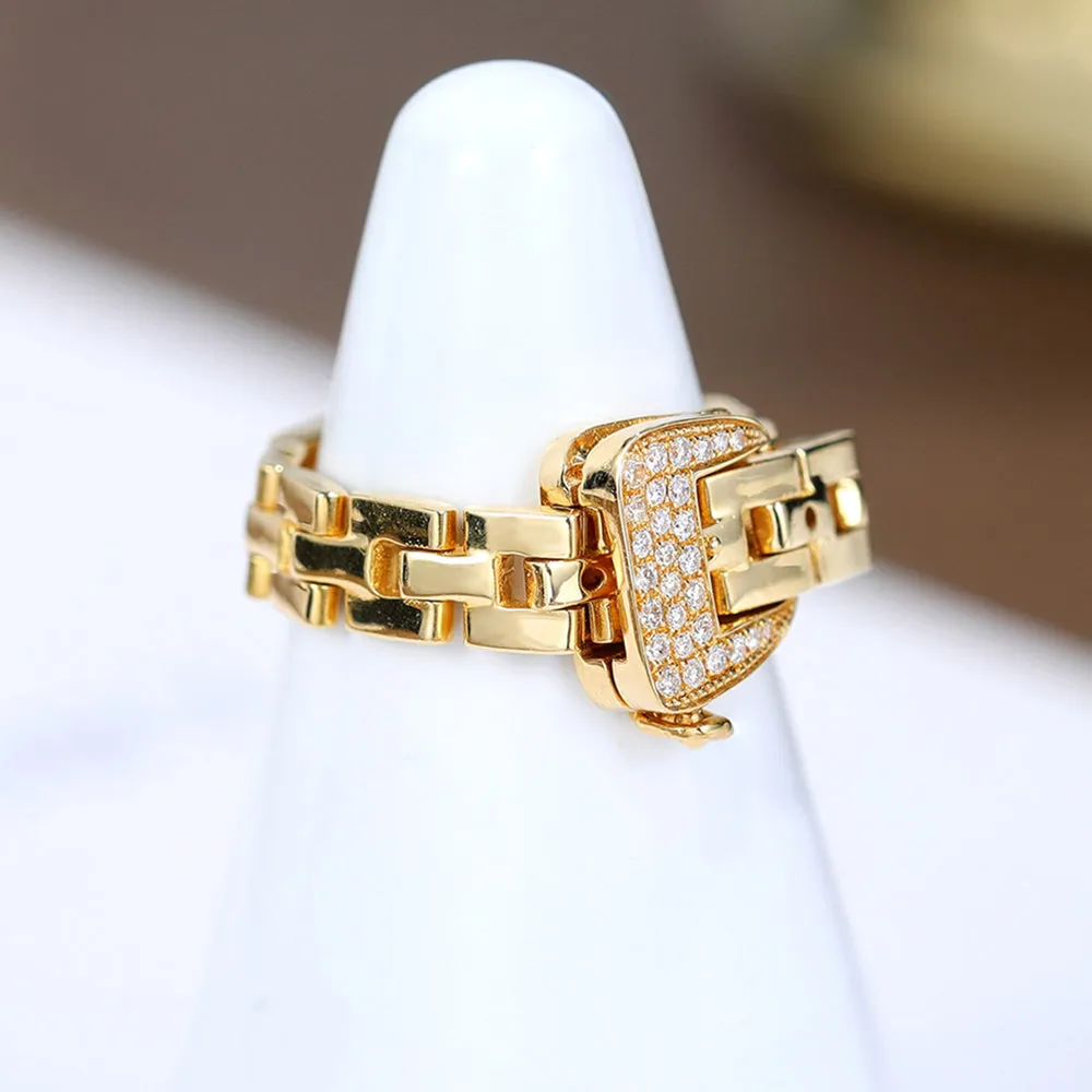 Diamond Adjustable Buckle Belt Ring