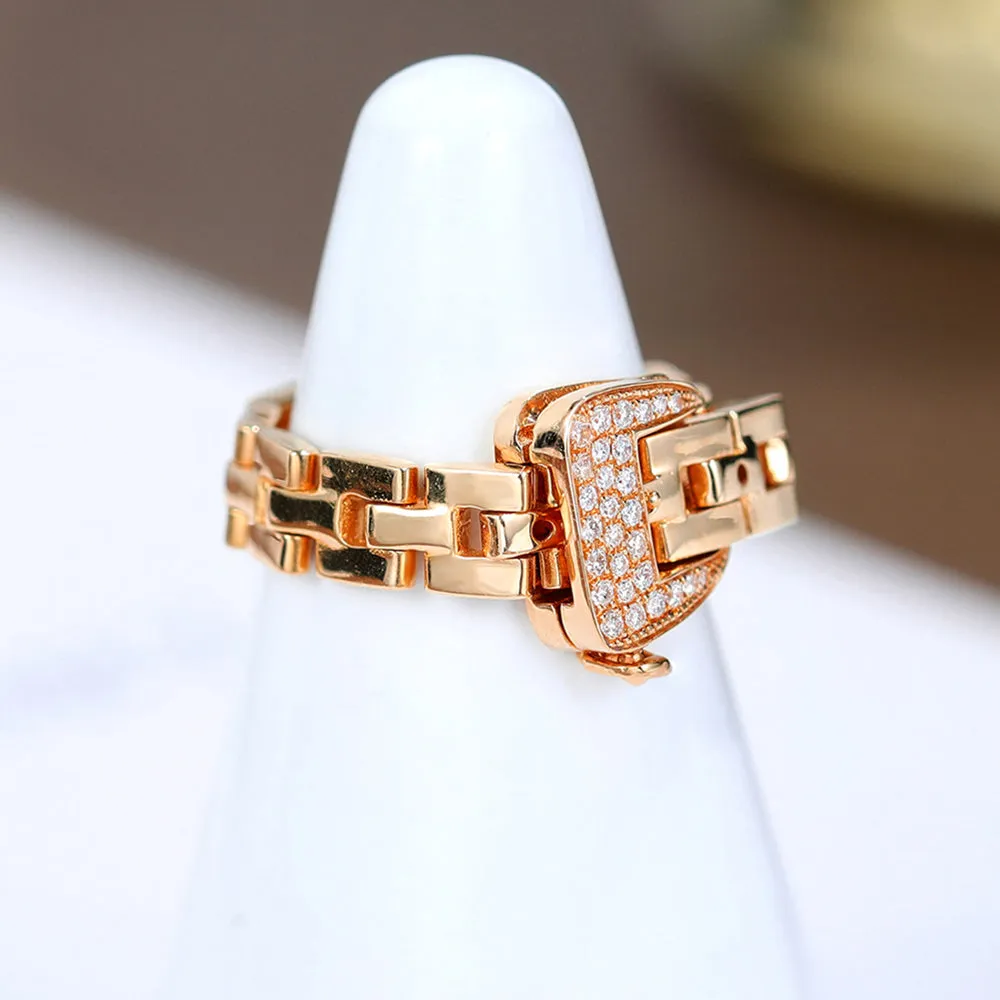 Diamond Adjustable Buckle Belt Ring
