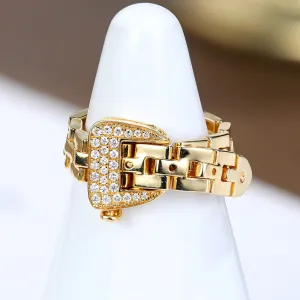 Diamond Adjustable Buckle Belt Ring