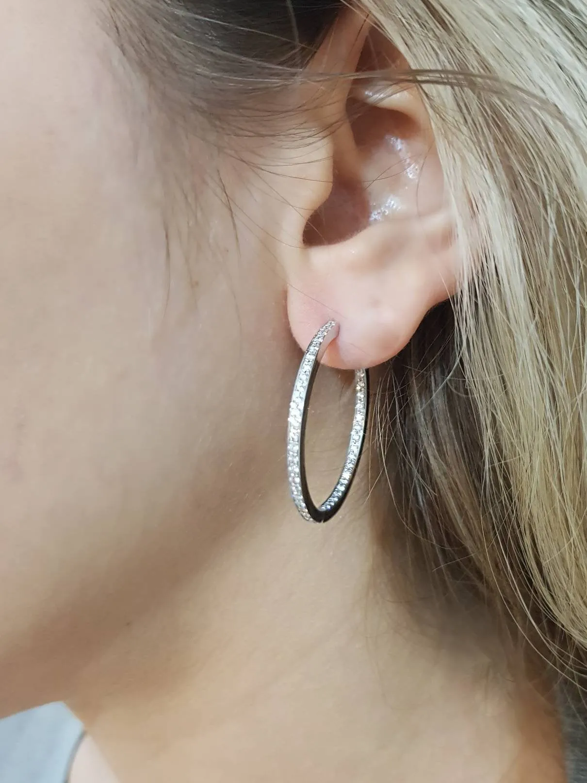 Diamond Hoop Gold Earrings