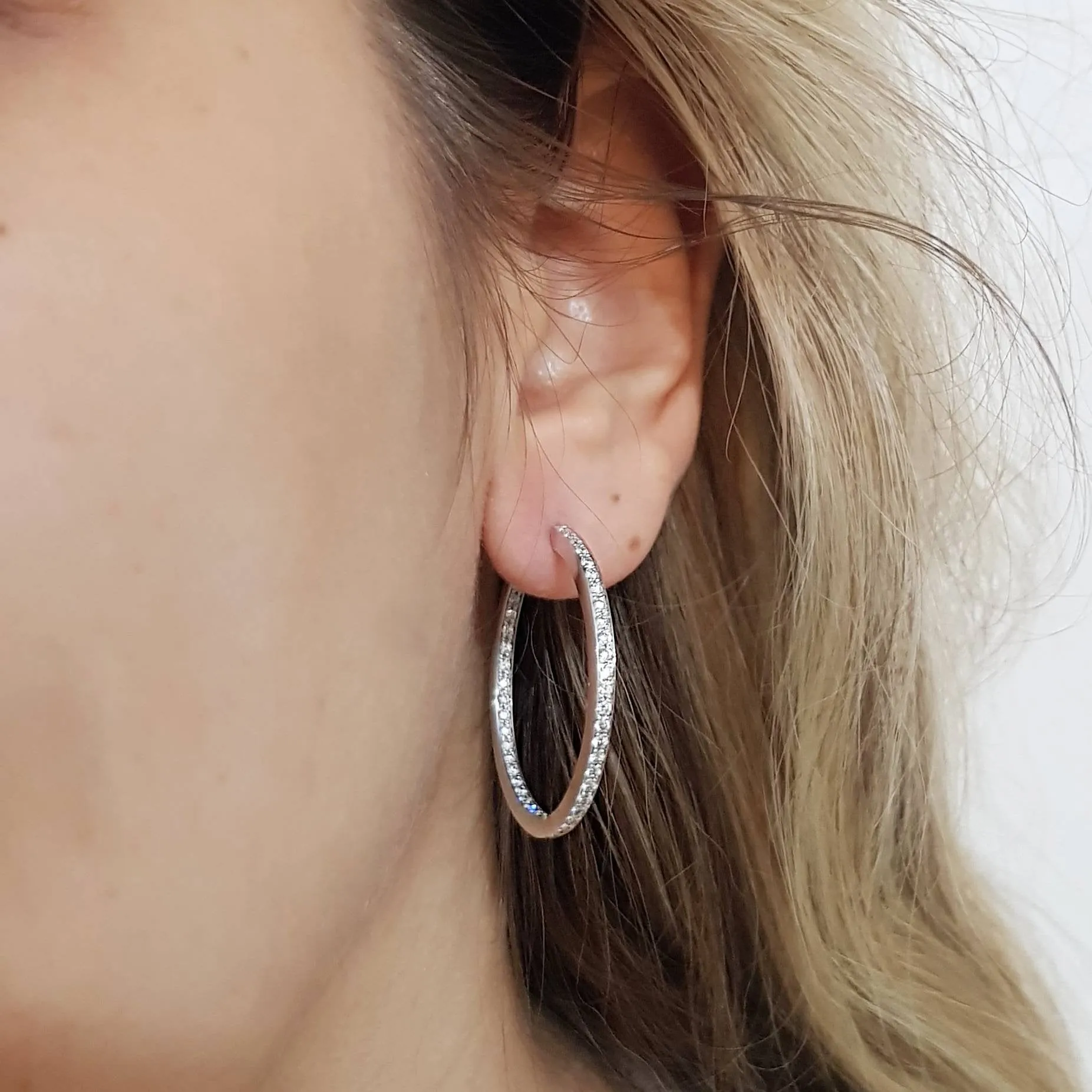 Diamond Hoop Gold Earrings