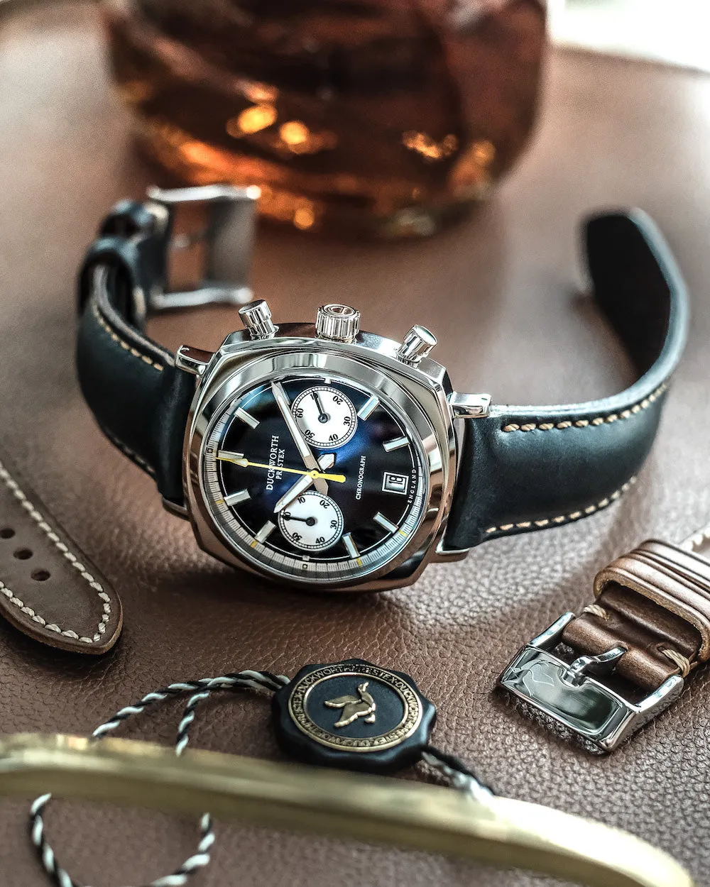 Duckworth Prestex Watch Chronograph 42 Blue Blue Leather
