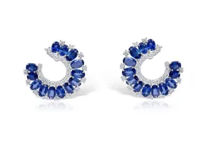 Earrings 18k Gold Look-At-Me Sapphire & Diamonds