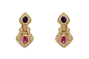 Earrings 18kt Gold Classic Sapphires & Diamonds