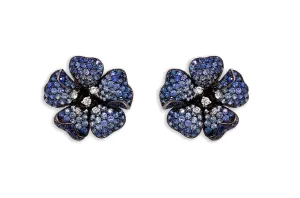Earrings Flowers with Blue Sapphires Degrade & Diamonds